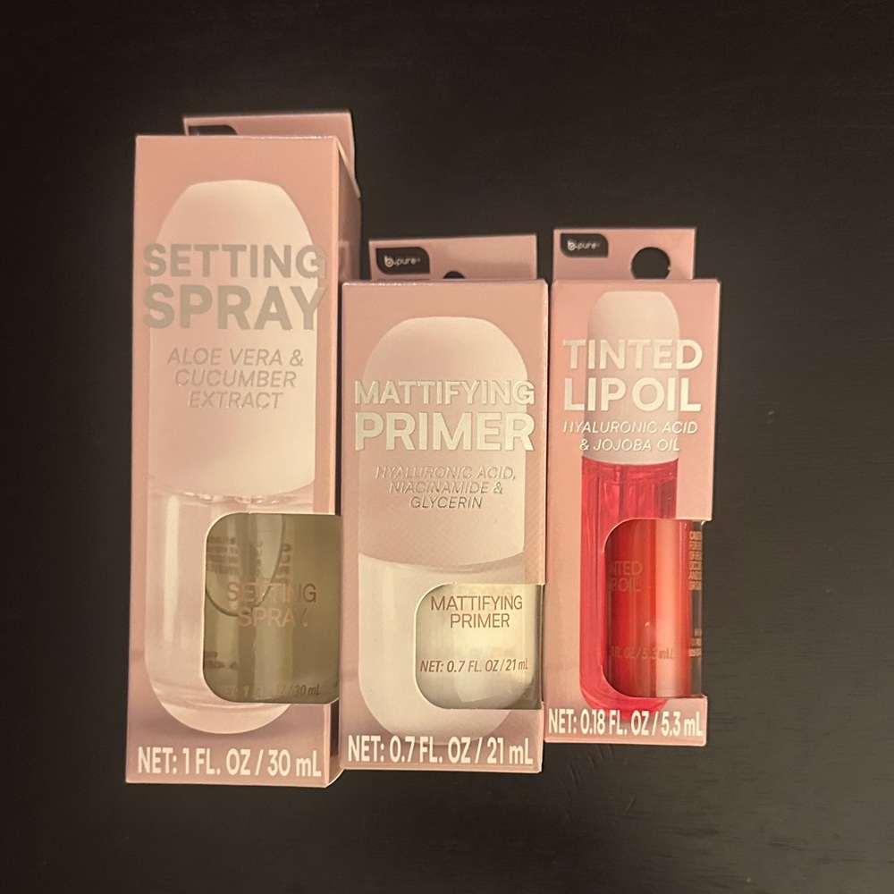 B.pure Pink Tinted Lip Oil Mattifying Primer & Setting Spray